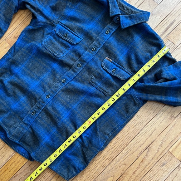 Orvis Men’s Big Bear Heavyweight Flannel Blue Gray Plaid Shirt Jacket Large - Picture 9 of 10